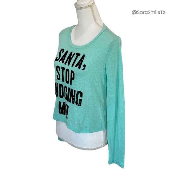 AEROPOSTALE - Santa, Stop Judging Me! - Sequin Mint Green Cropped Top - Picture 7 of 14